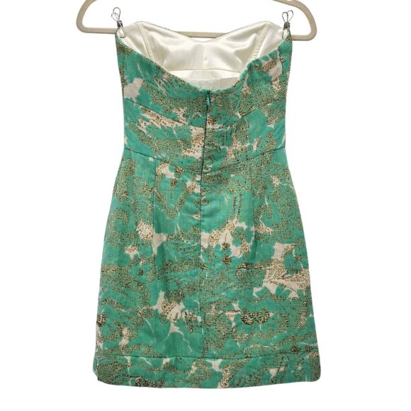 Milly of New York Womens 4 Dress Mini Wool Blend Green Gold Metallic Cocktail - Picture 5 of 10